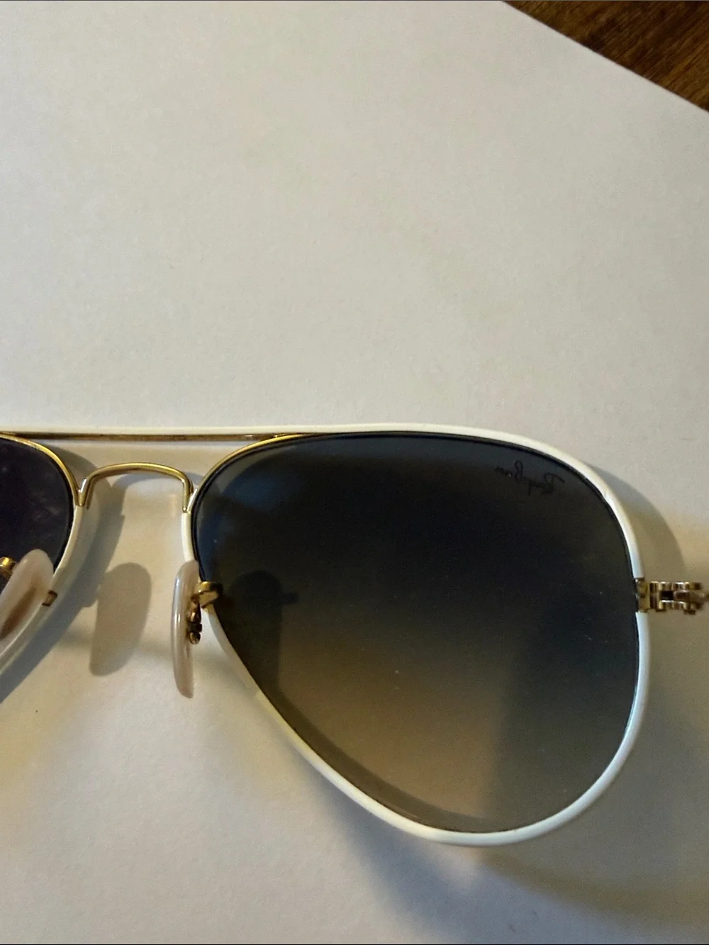 Ray-Ban White Frame Sunglasses with gray lenses. size 58. Case included